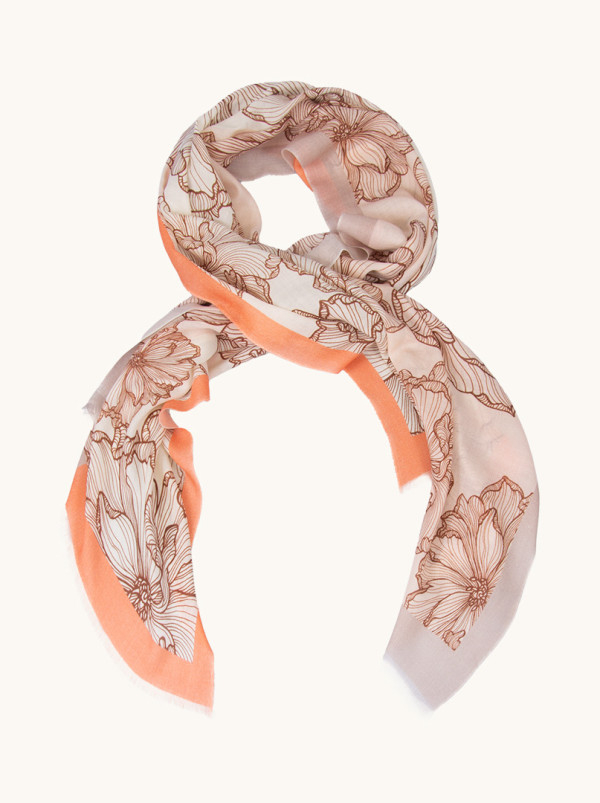 Szal 100% wełna z motywem kwiatowym 70 cm x 190 cm PREMIUM