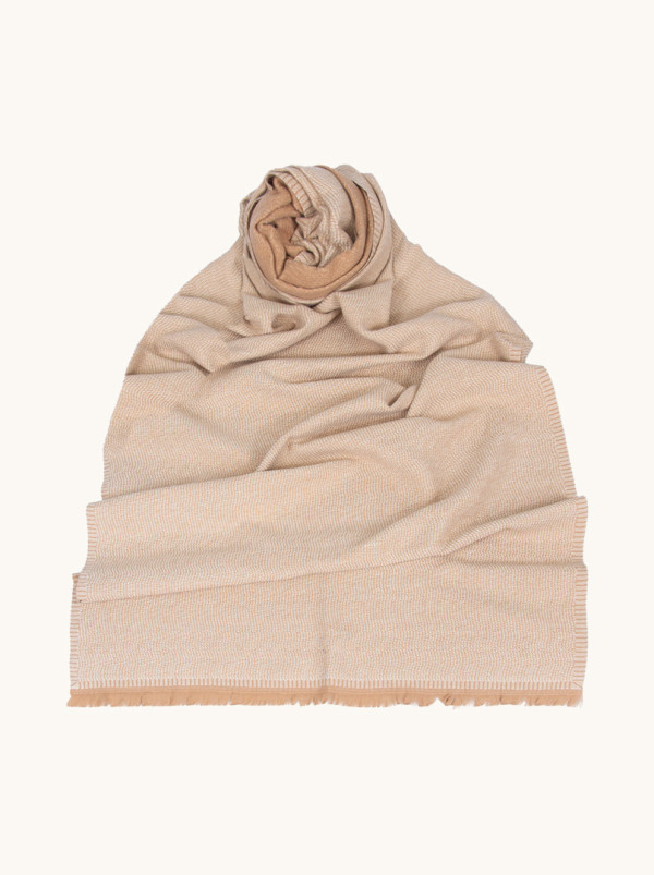 Warm shawl beige in delicate pattern 65 cm x 190 cm