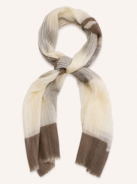 Wool scarf cream patterned 175x195 cm