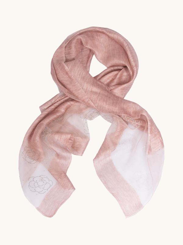 Evening silk scarf with decorative appliqué 90 cm x 180 cm