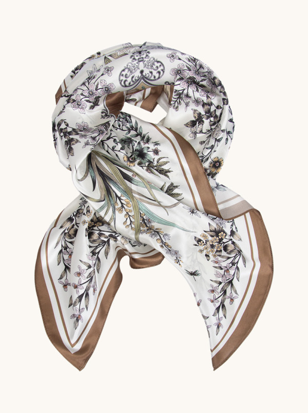 Jedwabna apaszka Botaniczna elegancja 85cm x 85cm