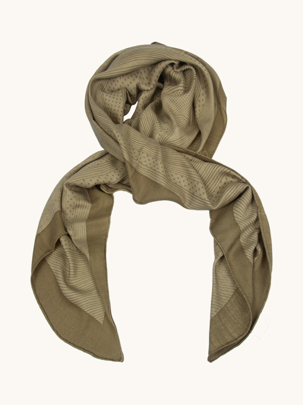 Chusta z jedwabiu i wełny zielona 130 cm x 130 cm PREMIUM