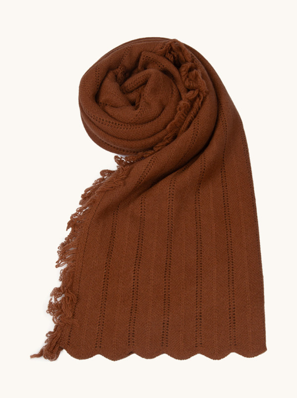 Exclusive cashmere brown shawl 60 cm x 220 cm PREMIUM