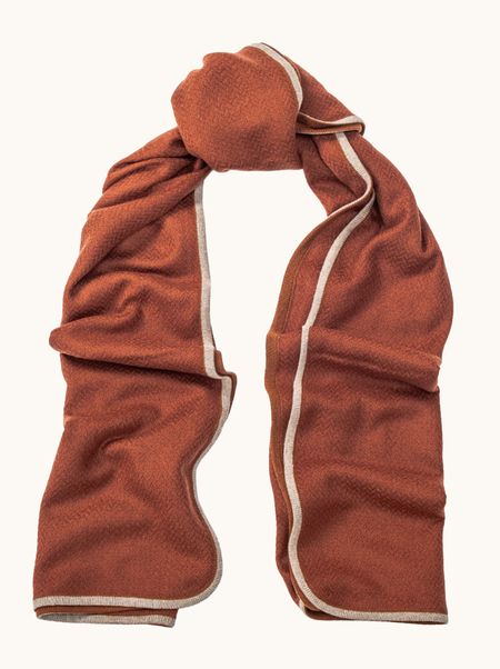 Szal kaszmir 100% w kolorze miedzianym z lamówką 70x180 cm PREMIUM