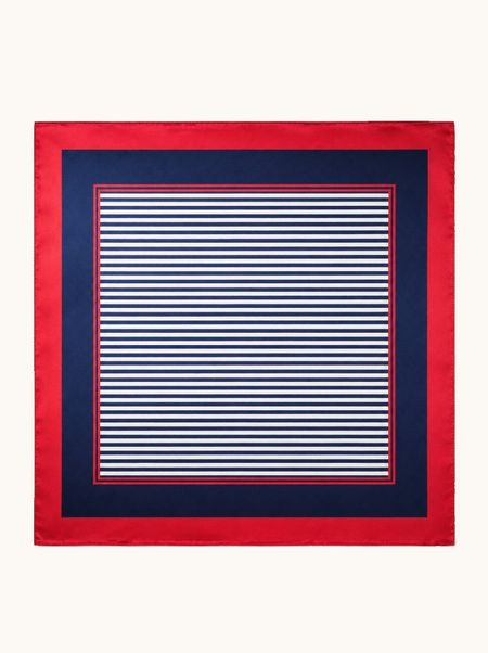 Apaszka jedwabna w granatowe paski 53x53 cm