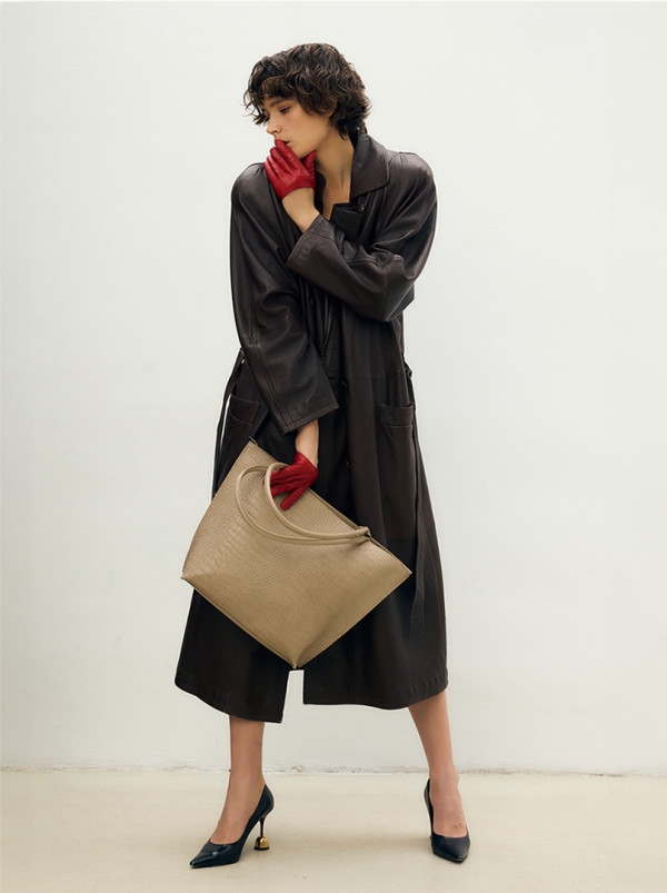 Czerwone skórzane rękawiczki całuski PREMIUM