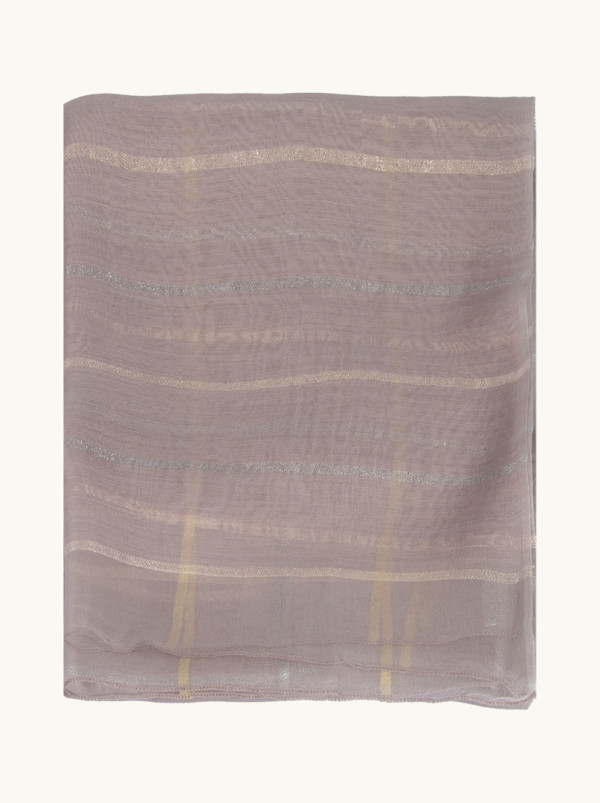 Evening scarf made of silk with shiny stripes