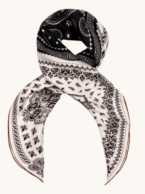 Duża apaszka jedwabna dwustronna ze wzorem paisley 90cm x 90 cm