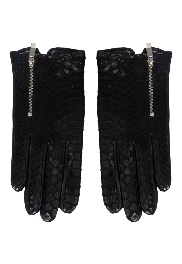 Black elegant gloves with decorative zipper