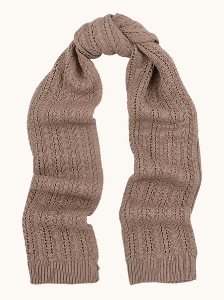 Szal wiskoza 100% karmelowy w ażurowy wzór 30x200 cm