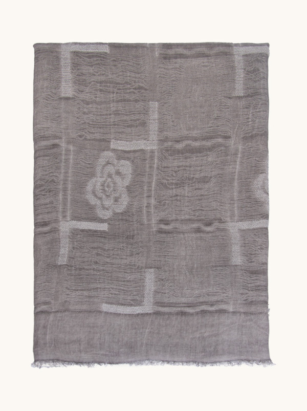 Grey floral scarf 90 cm x 210 cm