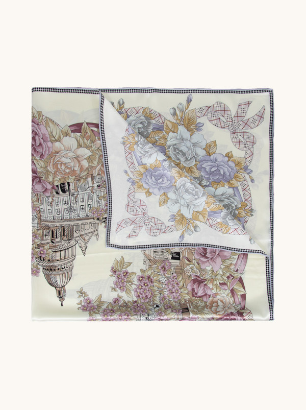 Duża chusta dwustronna Herbaciany Ogród   110cm x 110cm PREMIUM