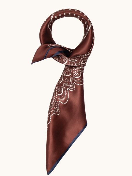 Apaszka jedwabna bordowa z motywem paisley 70x70 cm