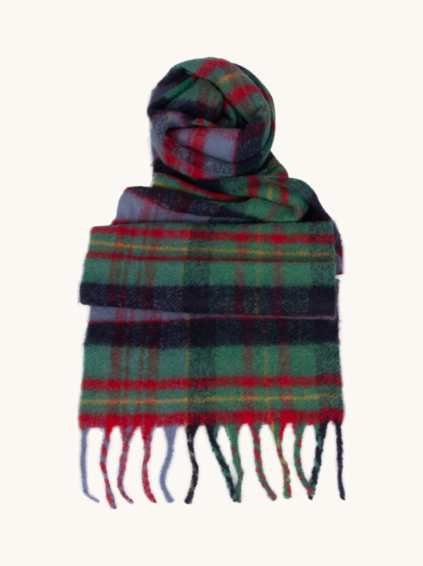  Sciarpa a quadretti multicolori con frange, 40 cm x 200 cm