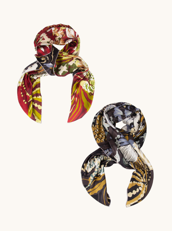 Ekskluzywna chusta dwustronna Zmysłowy Ogród 110x110 cm PREMIUM