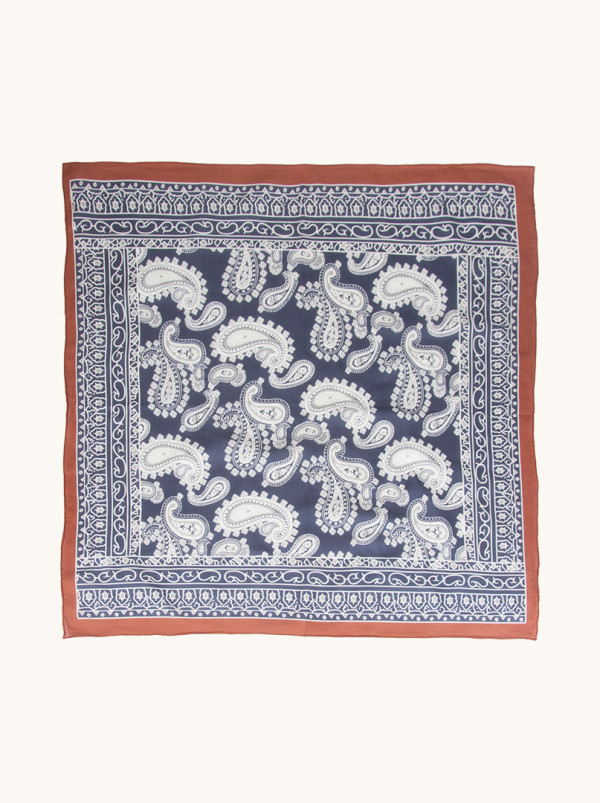 Apaszka damska z jedwabiu morwowego i bawełny paisley 65x65 cm