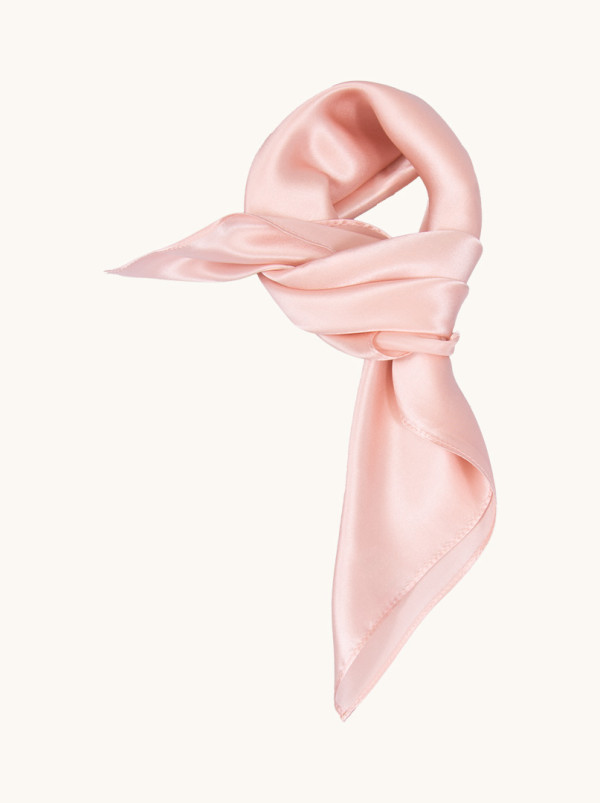 Silk gavroshka in powder pink 53 cm x 53 cm