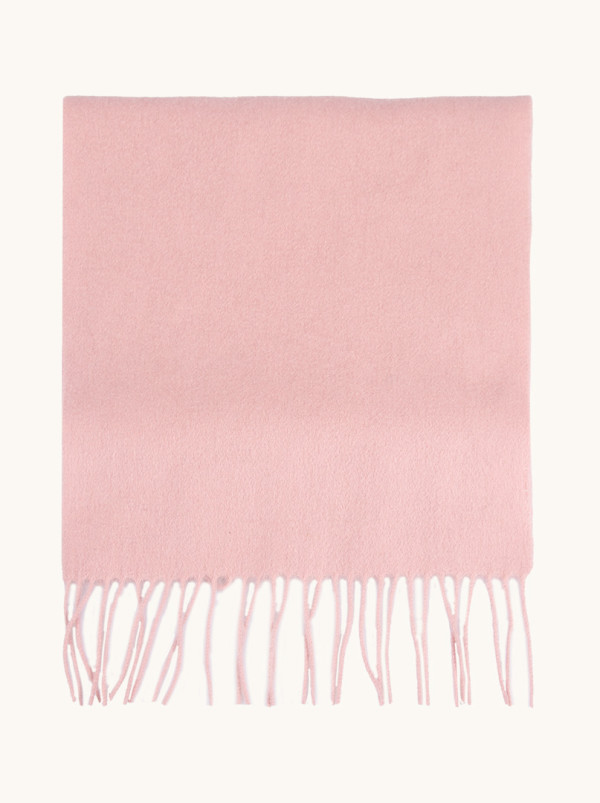 Pink scarf with tassels 70 cm x 180 cm 100% wool