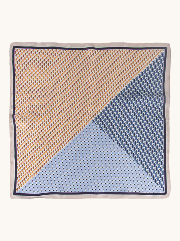 Silk geometric patterned gavroche 53x53 cm