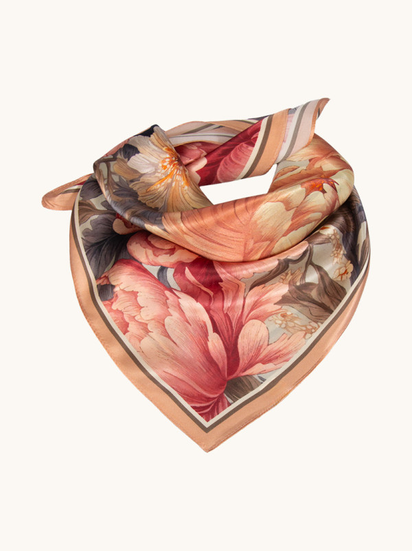 Apaszka jedwabna Kwiaty piwonii 53x53 cm