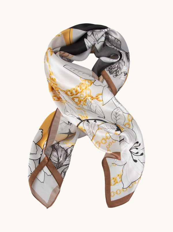 Silk scarf with floral pattern 90cm x 90cm