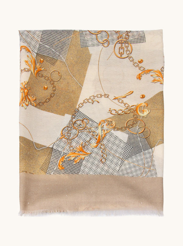 Scarf 100% wool with chain motif 70 cm x 190 cm