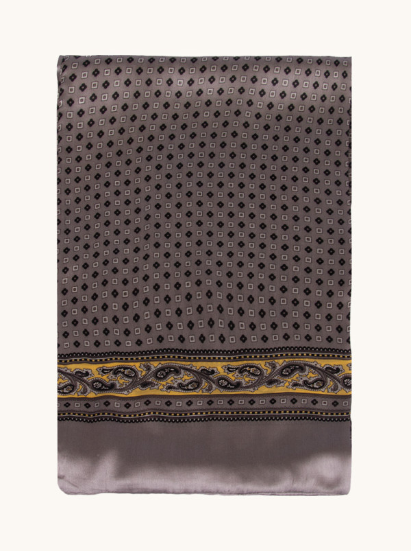 Ekskluzywny męski szal jedwabny szary  25 cm x 160 cm