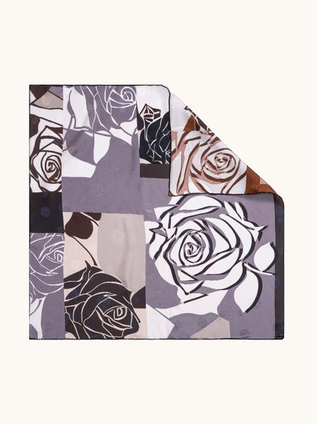 Apaszka jedwabna dwustronna w róże 65x65 cm