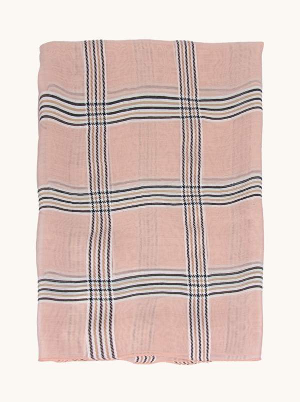 Pink checkered evening scarf 85 cm x 180 cm