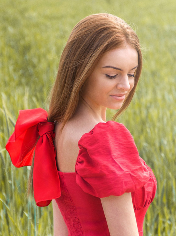 Apaszka jedwabna gładka czerwona 53x53 cm