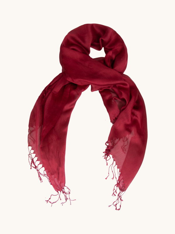 Maroon formal scarf with tassels 80cm x 200cm