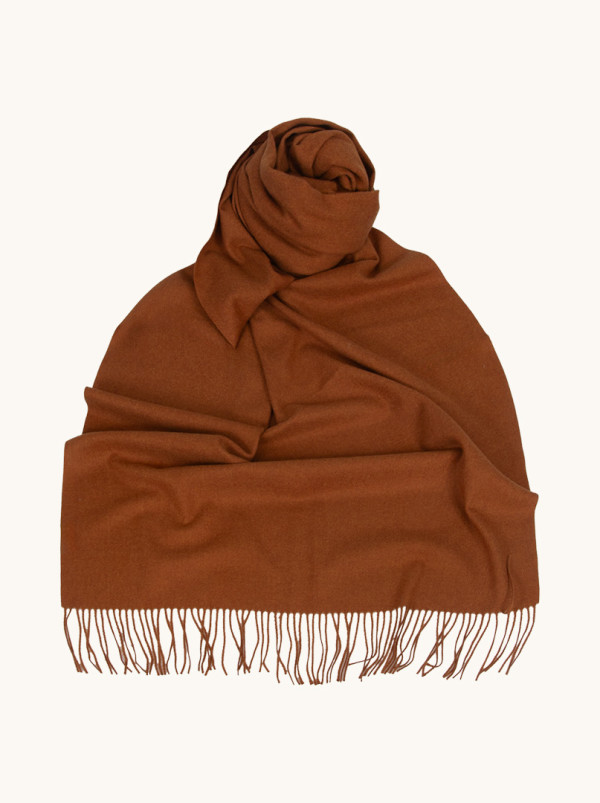 Szal brązowy z frędzlami 70 cm x 180 cm