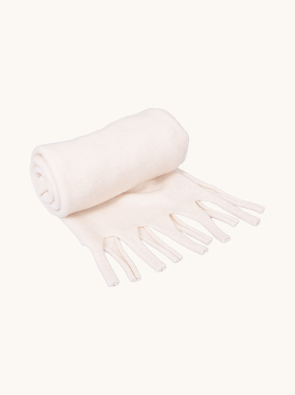 Szal kremowy z frędzlami 55x180 cm