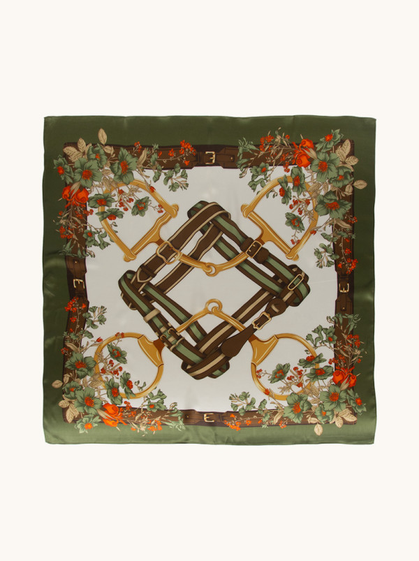 Apaszka jedwabna z motywem jeździeckim 90cm x 90cm