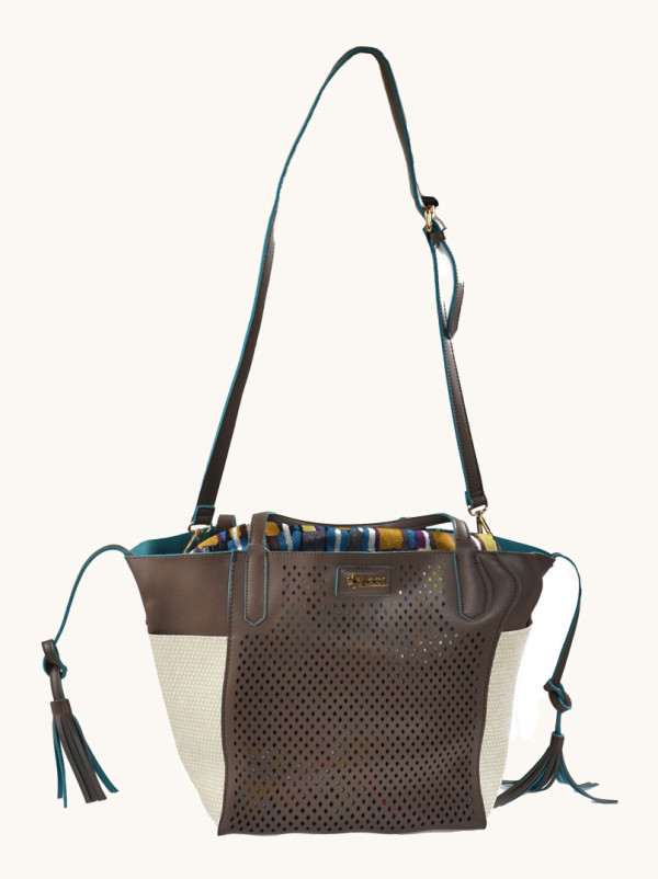 Torba brązowa Typu Shopper z Frędzlami