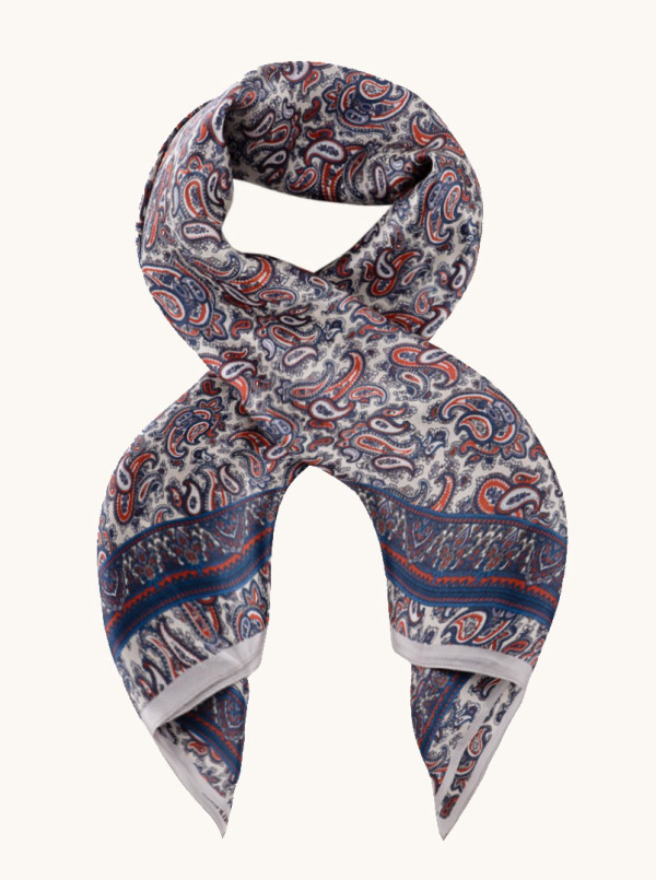 Large silk scarf with paisley pattern 90x90 cm