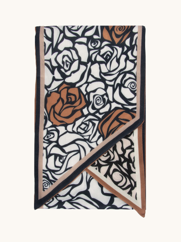 Subtelny szal dwustronny artystyczne róże 20x155 cm