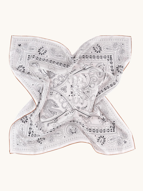 Large double-sided silk scarf with paisley pattern 90x90 cm