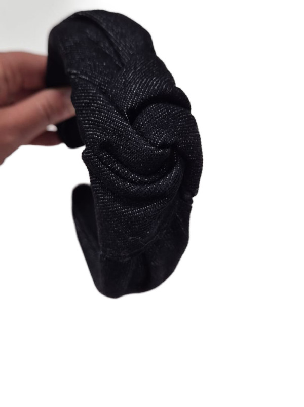 Opaska do włosów czarna z połyskiem