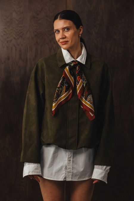 Apaszka jedwabna z motywem paisley 90x90 cm