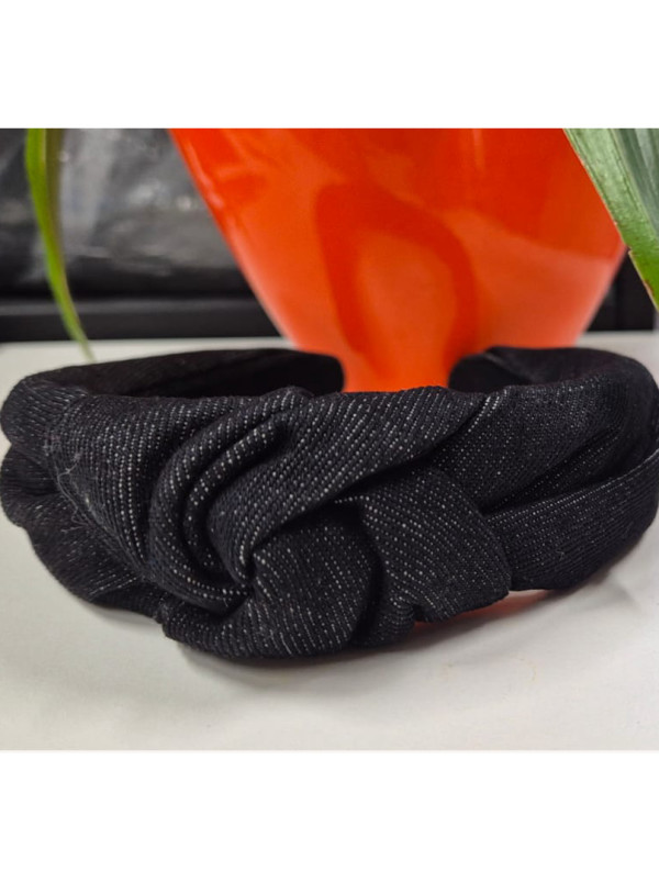 Opaska do włosów czarna z połyskiem