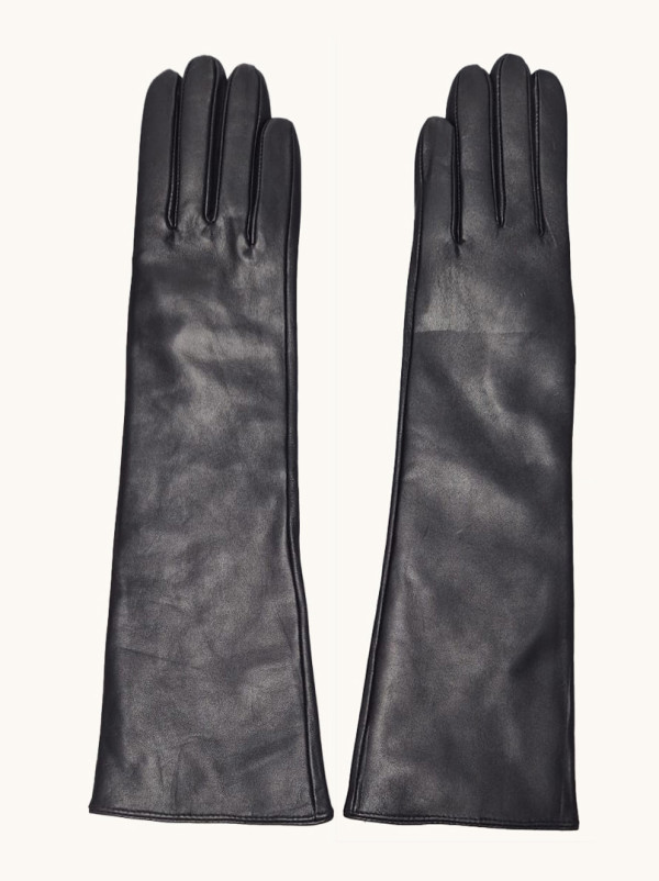 Rękawiczki skórzane długie czarne klasyczne