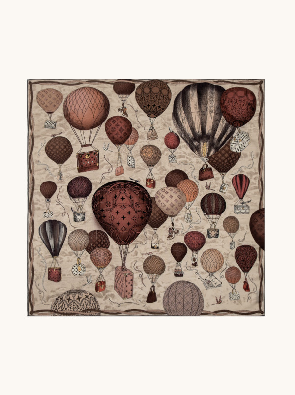 Elegancka duża apaszka wełna z jedwabiem w balony 90cm x 90 cm