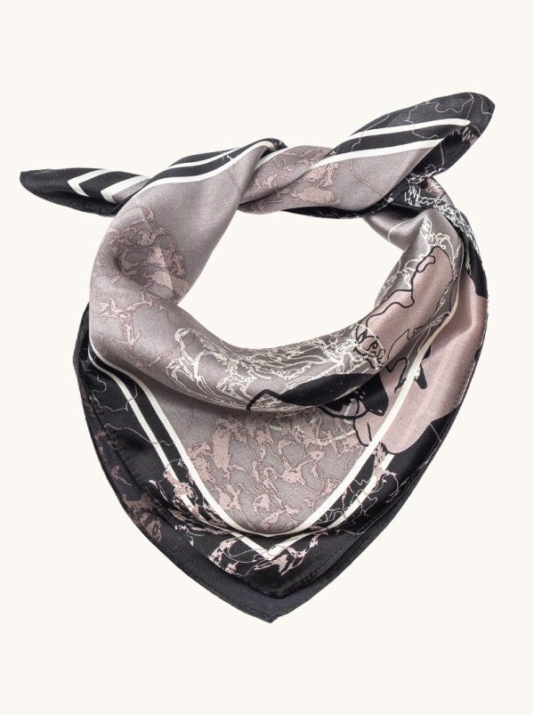 Apaszka jedwabna z szarym twistem 53x53 cm