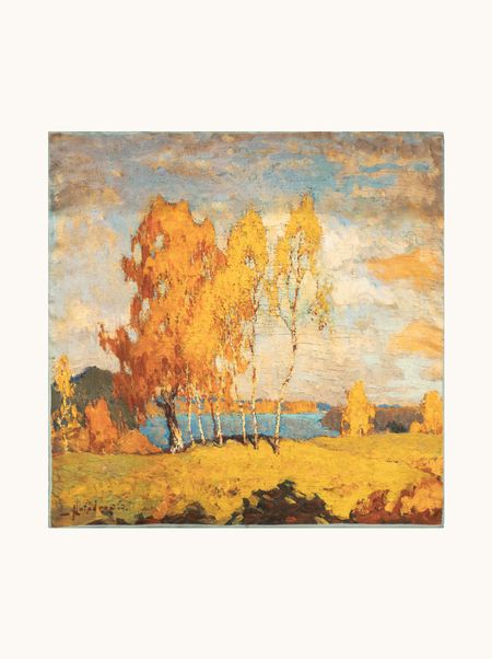 Apaszka jedwabna z motywem artystycznym 90x90 cm