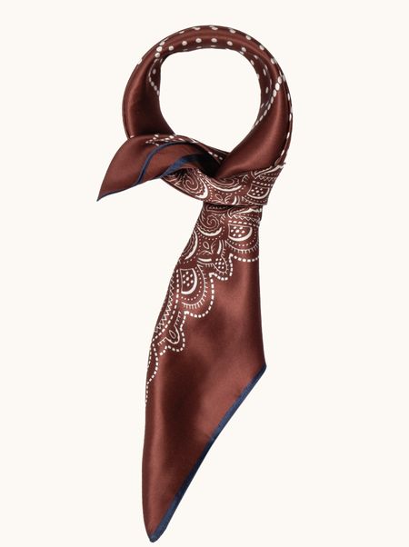 Apaszka jedwabna bordowa z motywem paisley 70x70 cm