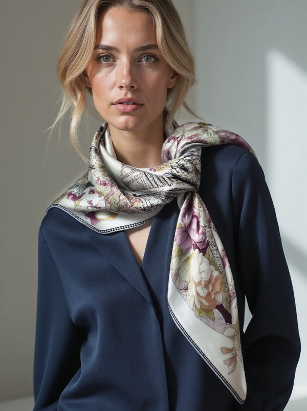 Duża chusta dwustronna Herbaciany Ogród 110cm x 110cm PREMIUM