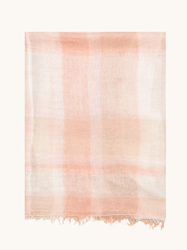 Lekki szal lniany z frędzlami łososiowy 75cm x205cm