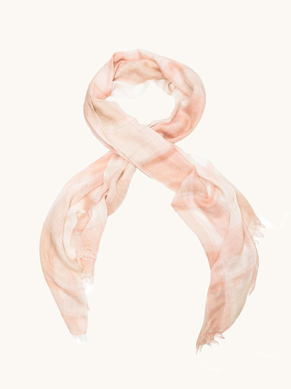 Lekki szal lniany z frędzlami łososiowy 75cm x205cm