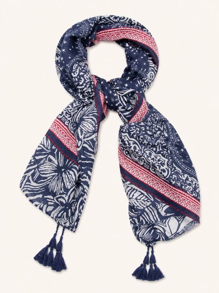 Boho navy blue cotton scarf 80x185 cm